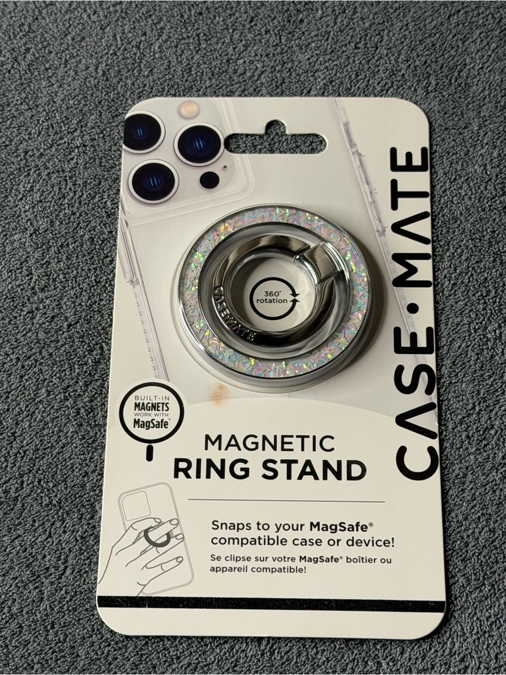 case-mate Magnetic Ring Stand - Iridescent Holographic Silver